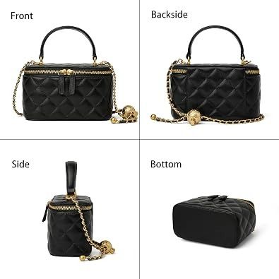Immagine di Black Quilted Handbag With Gold Chain Strap 2