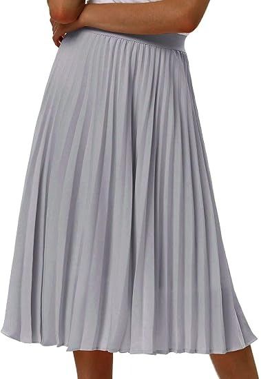Grey Pleated Midi Skirt obraz 4