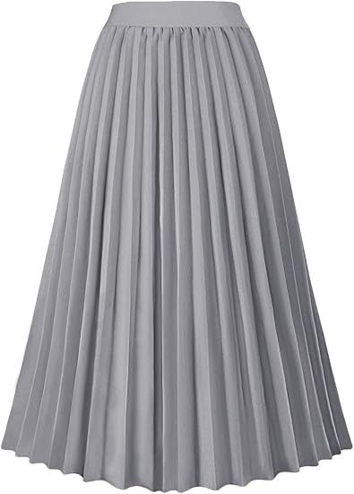 Grey Pleated Midi Skirt obraz 2