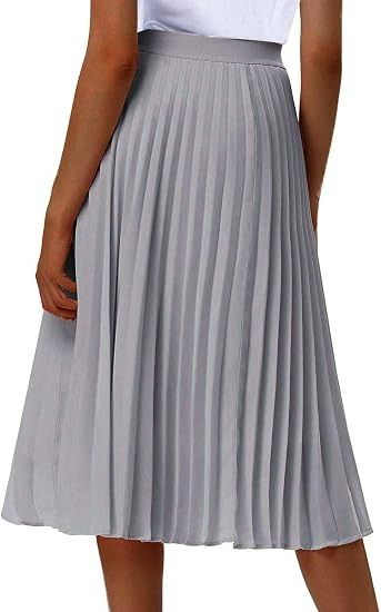 Grey Pleated Midi Skirt obraz 3