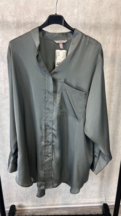 Elegancka koszula satynowa szara H&M rozmiar 44 plus size