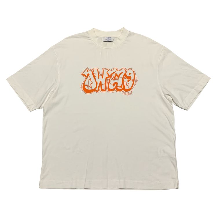 Off White Small Graffiti Graphic White Tee Virgil Abloh Limited Edition