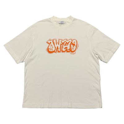 Off White Small Graffiti Graphic White Tee Virgil Abloh Limited Edition