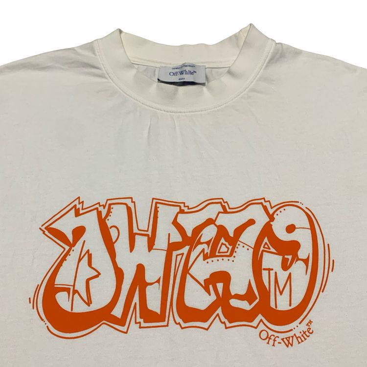 Off White Small Graffiti Graphic White Tee Virgil Abloh Limited Edition image 3