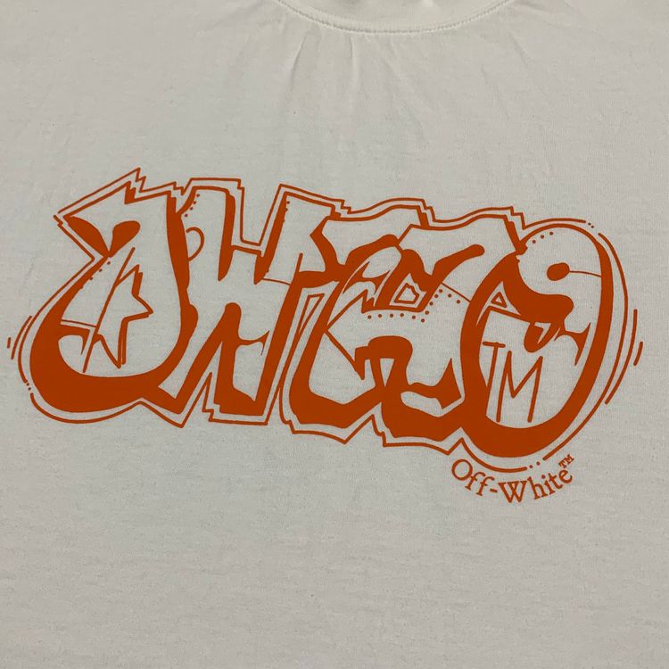 Off White Small Graffiti Graphic White Tee Virgil Abloh Limited Edition image 7