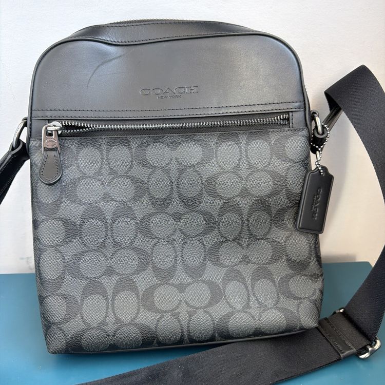 356 Coach Houston Flight Bag In Signature Canvas & Leather Black New £350 image 1