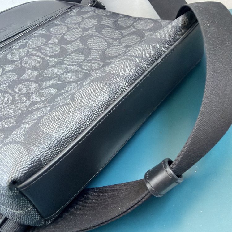 356 Coach Houston Flight Bag In Signature Canvas & Leather Black New £350 image 7