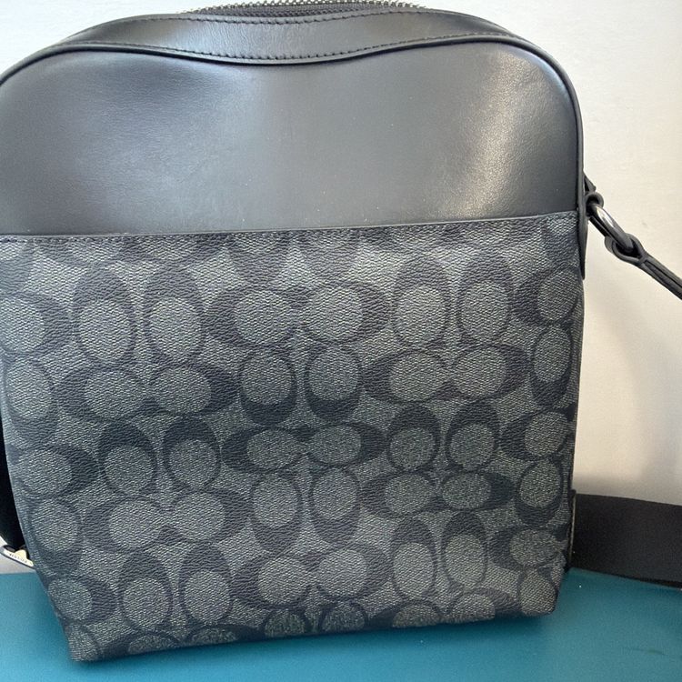 356 Coach Houston Flight Bag In Signature Canvas & Leather Black New £350 image 5