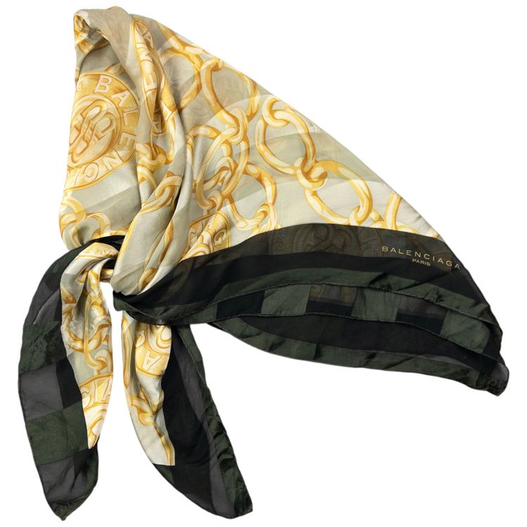 Vintage 2000s Balenciaga Chain Pattern Silk Scarf image 2
