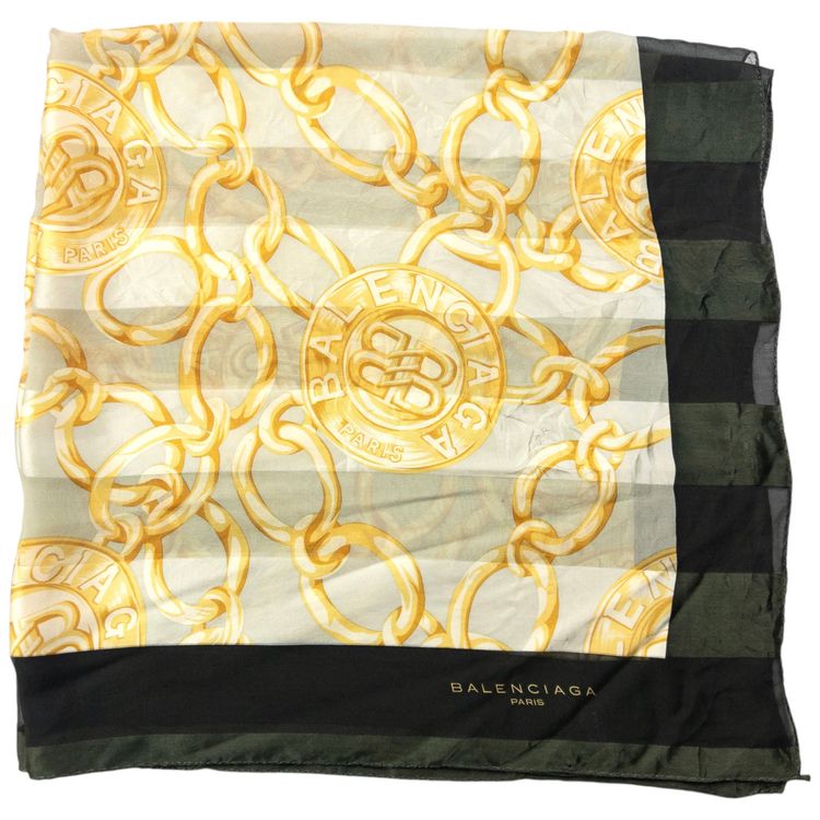 Vintage 2000s Balenciaga Chain Pattern Silk Scarf image 7