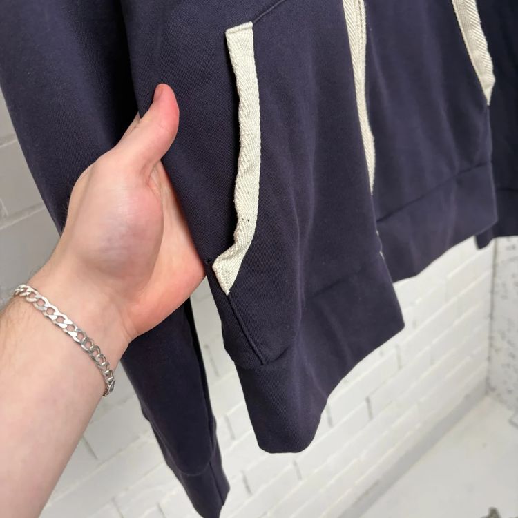 Moncler Navy Maglia Zip Hoodie with White Detailing imagen 3