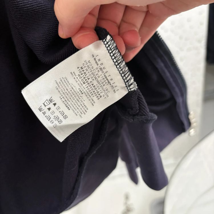 Moncler Navy Maglia Zip Hoodie with White Detailing imagen 7