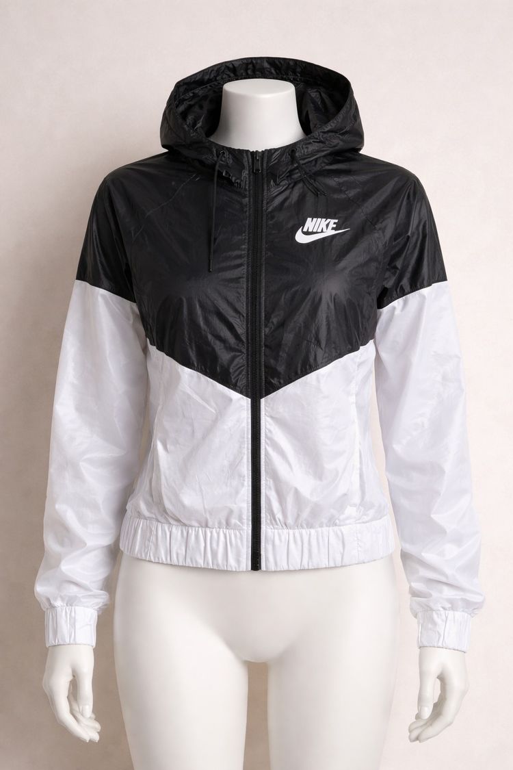 Nike Black And White Hooded Windbreaker Jacket image 1