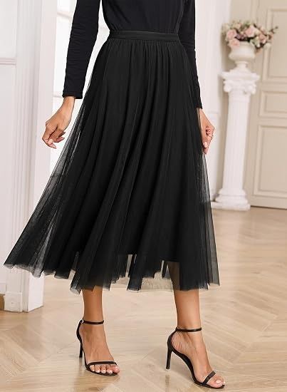 Immagine di Black Tulle Midi Skirt 3