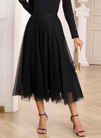 Immagine di Black Tulle Midi Skirt 4