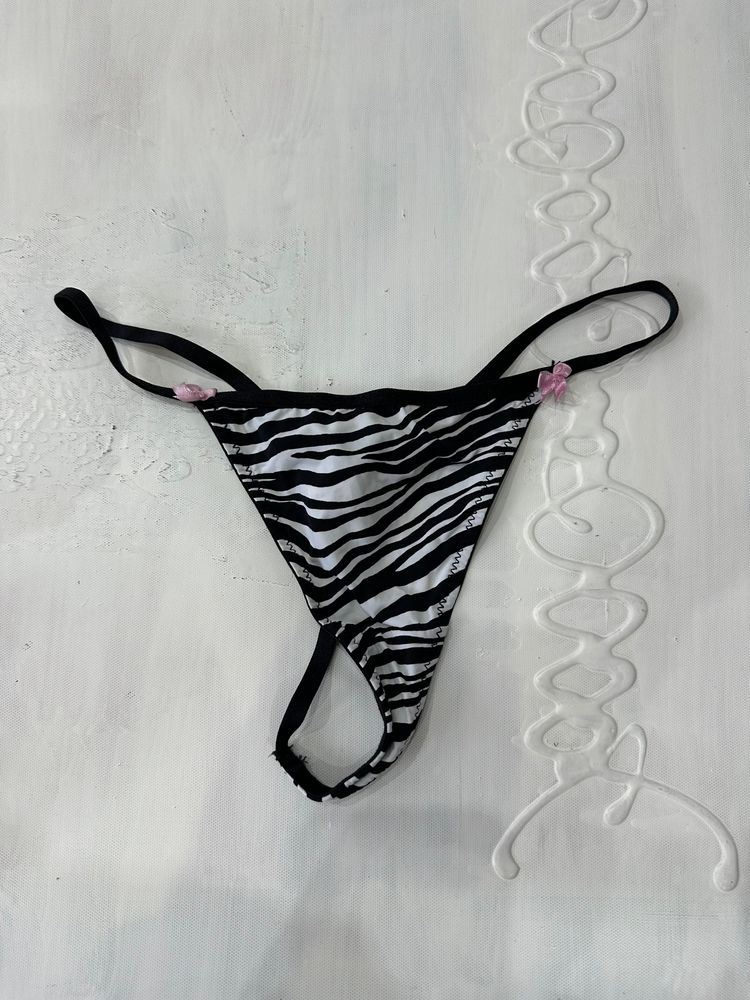 vintage edit: valentine’s day | medium black zebra print thong image 1
