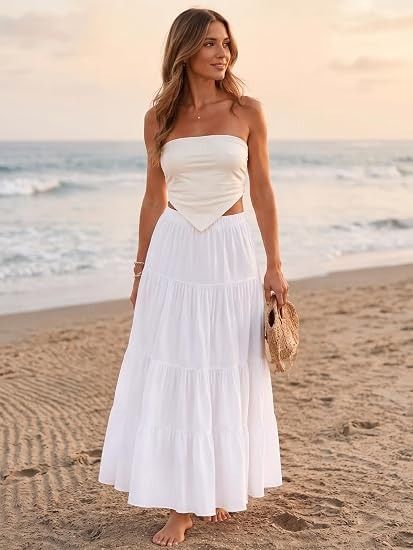 White Tiered Maxi Skirt image 4