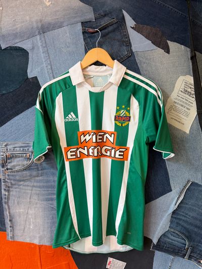 Adidas Green And White Striped Football Shirt