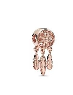 Rose Gold Charm With Dreamcatcher Design And Feathers