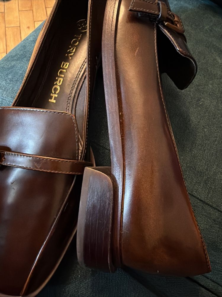 Tory Burch Buckle Loafers Brown Calf Leather Uk 5.5 USA 8 New With Dustbag image 8