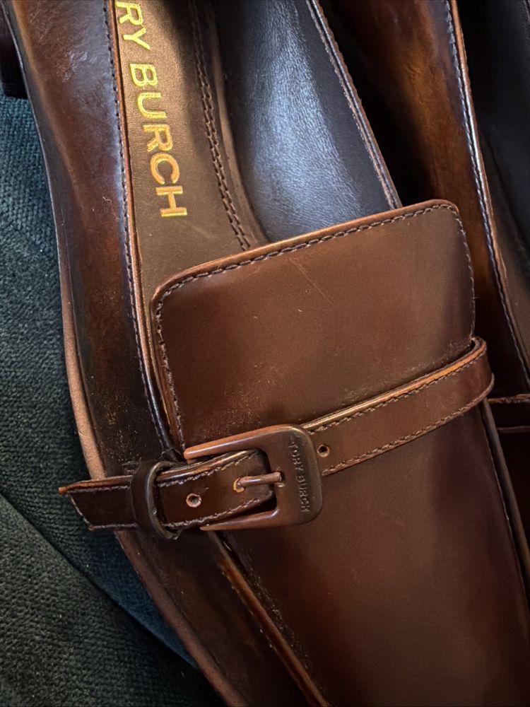 Tory Burch Buckle Loafers Brown Calf Leather Uk 5.5 USA 8 New With Dustbag image 9