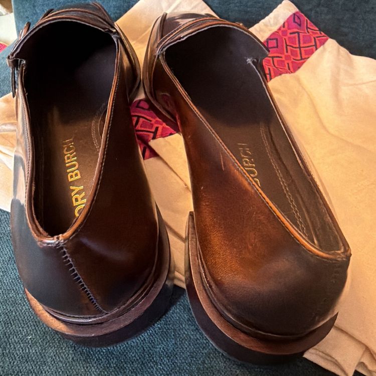 Tory Burch Buckle Loafers Brown Calf Leather Uk 5.5 USA 8 New With Dustbag image 2