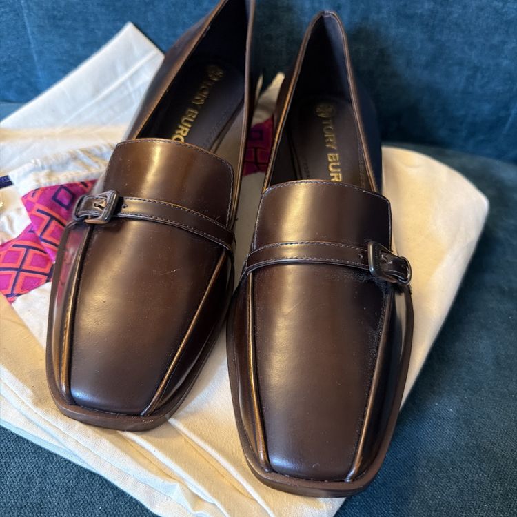 Tory Burch Buckle Loafers Brown Calf Leather Uk 5.5 USA 8 New With Dustbag image 1