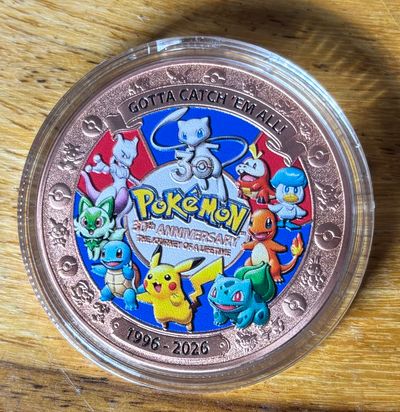 Pokemon 30Th Anniversary Commemorative 2oz Copper Coin