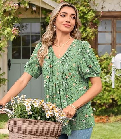 Green Floral Blouse