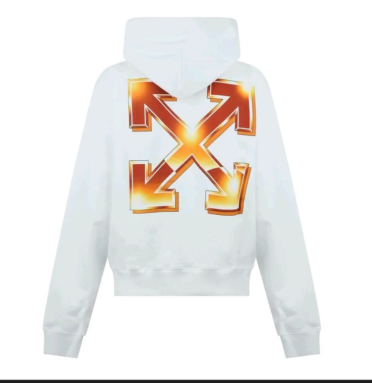 Off-White White Hoodie With Orange Logo Print
