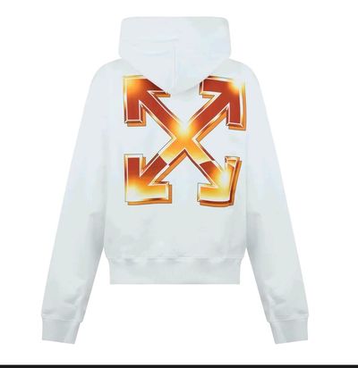 Off-White White Hoodie With Orange Logo Print