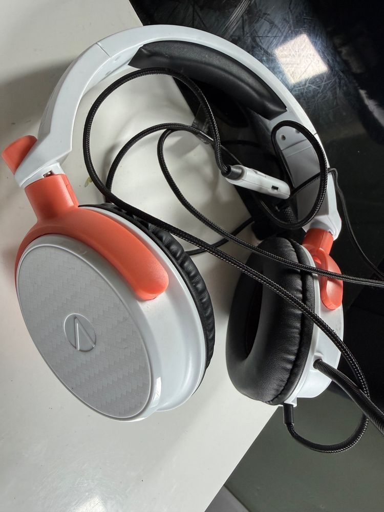 White And Orange Wired Headphones wired  2