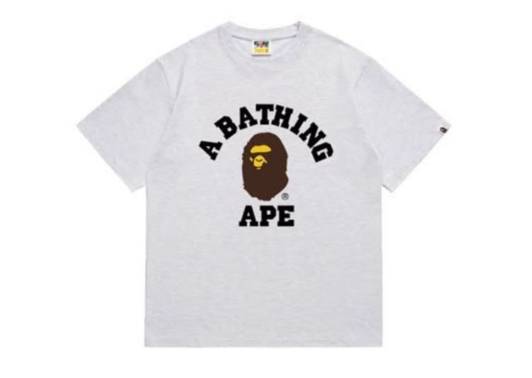 BAPE COLLEGE APE TEE - LIGHT GREY image 1