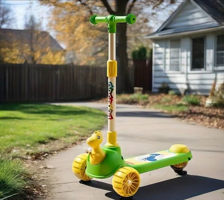 Animal Green And Yellow Kids Scooter With Animal Figure product image
