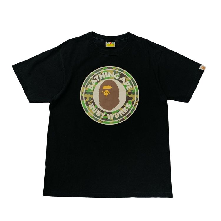 Bape Medium Tee Busy Works Green ABC Black T-Shirt A Bathing Ape image 1