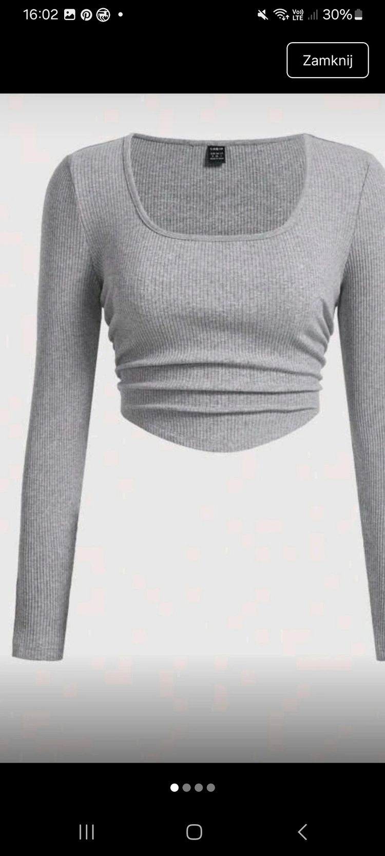 Grey Long Sleeve Cropped Top