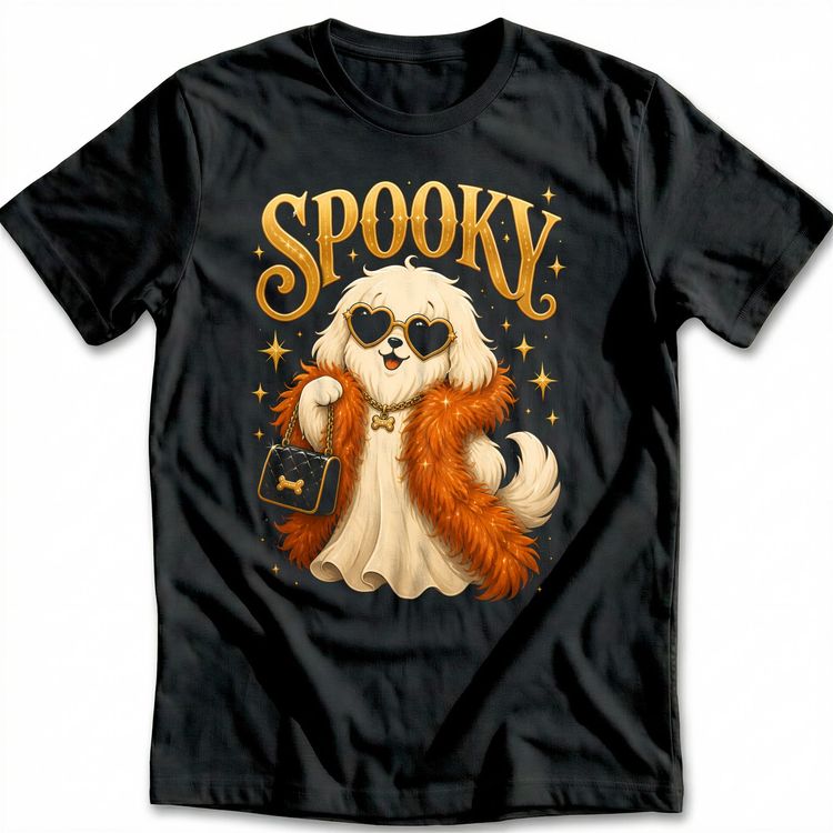 Spooky Glam Ghost Dog T-Shirt EU image 3
