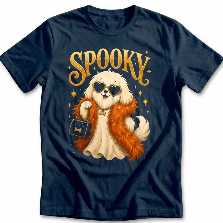 Spooky Glam Ghost Dog T-Shirt EU image 1