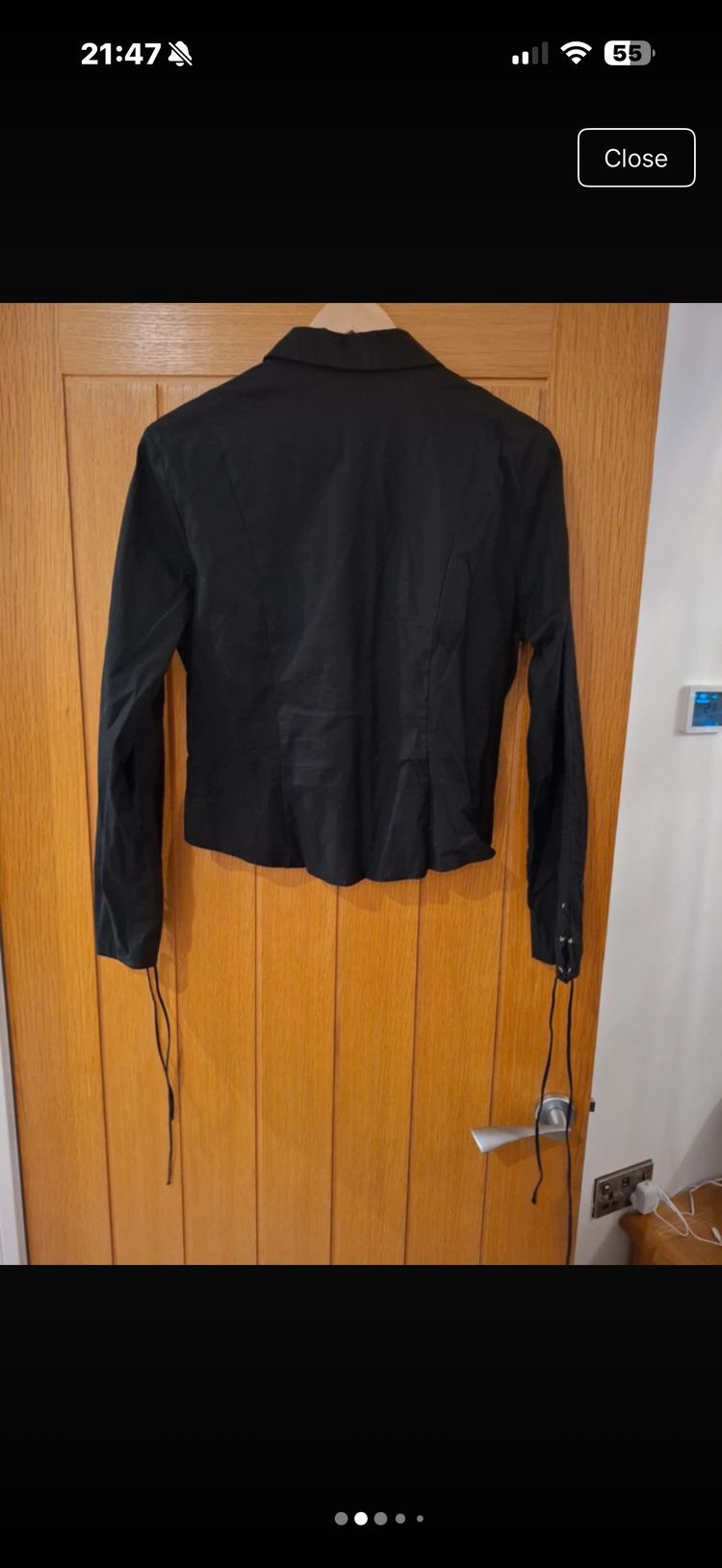 Black Long Sleeve Shirt With Corset Lace-Up Front imagen 2