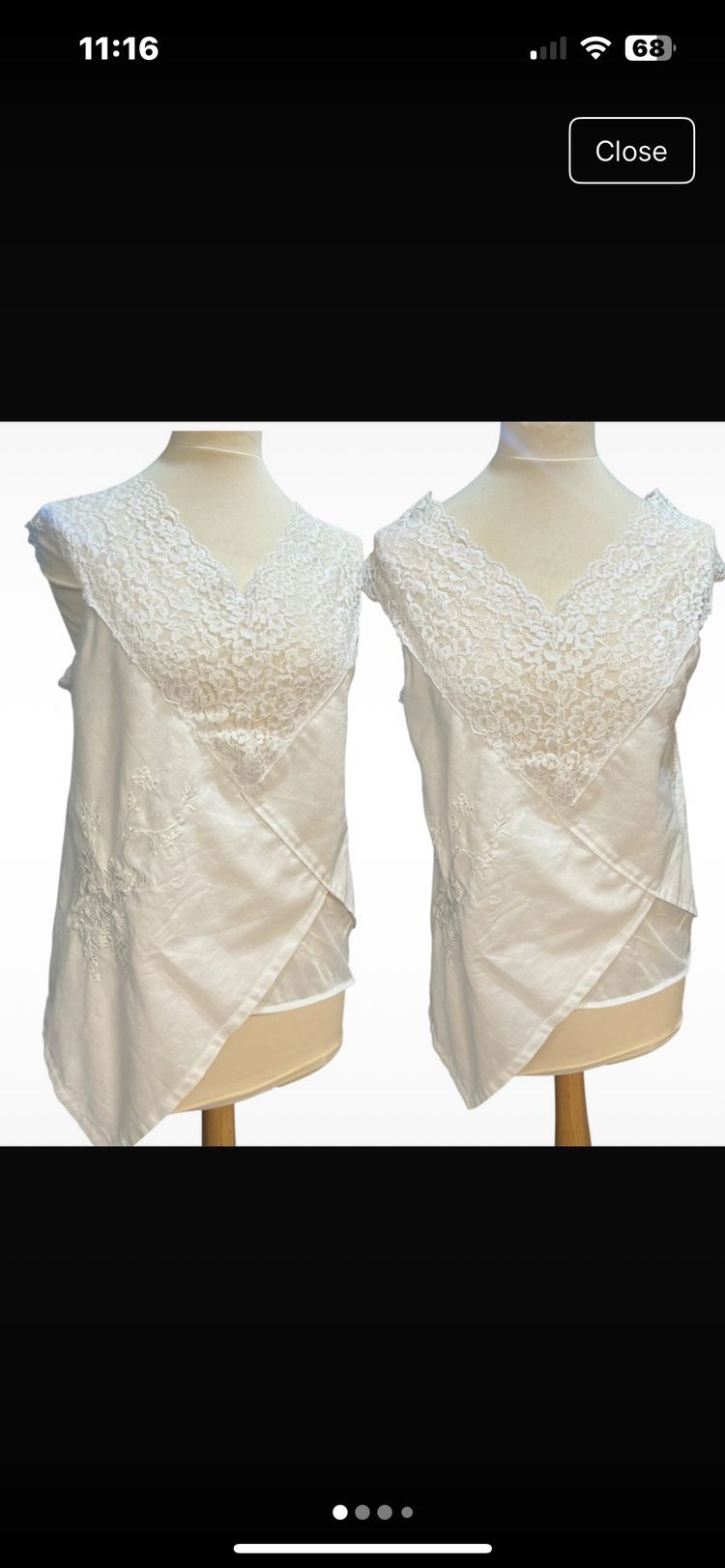 Handmade reworked sz M White Sleeveless Top With Lace Detail