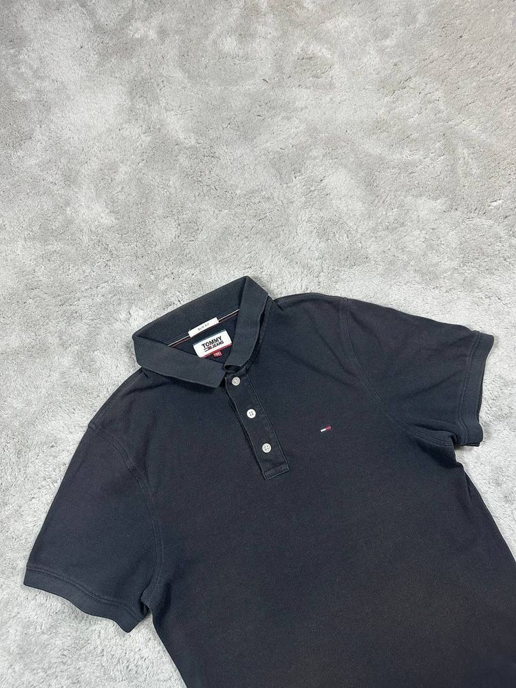Tommy Jeans Black Slim Fit Polo Shirt image 3