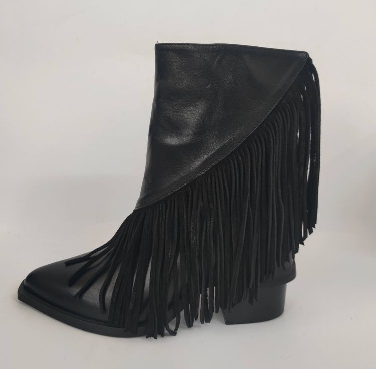 Black Fringe Ankle Boots  37 Made in Italy  image 1