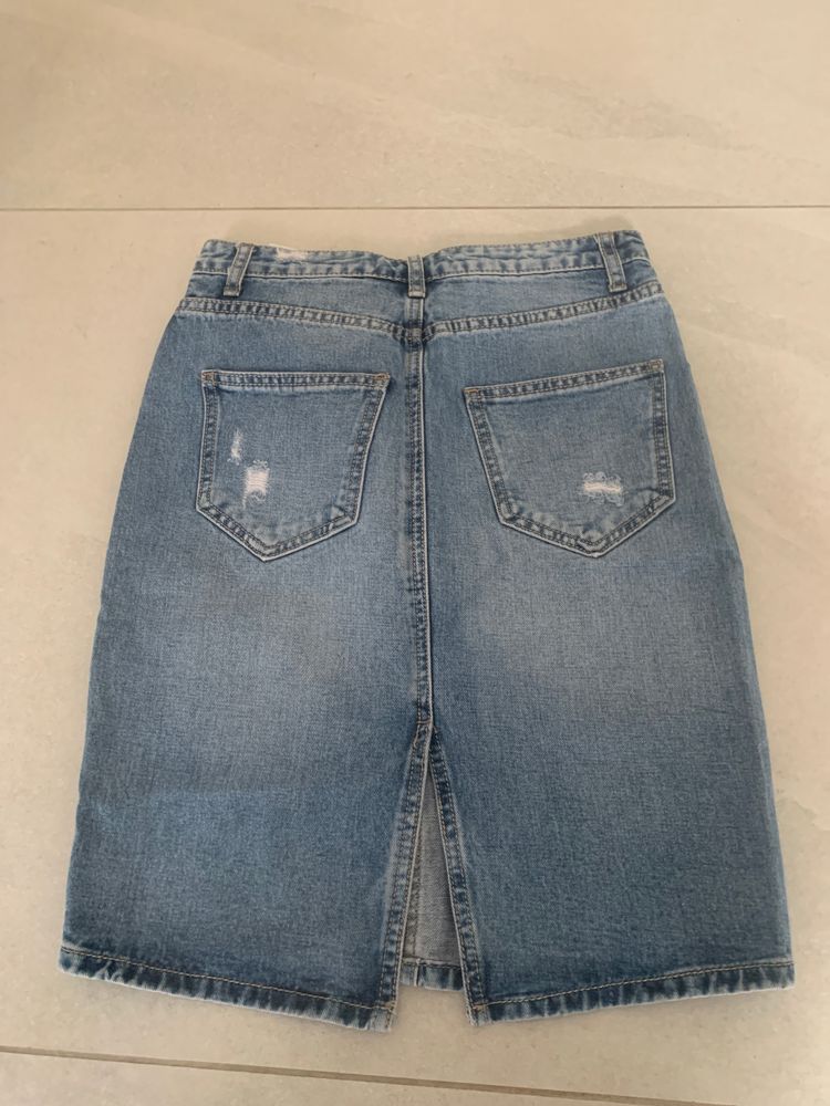 Distressed Denim Skirt 5