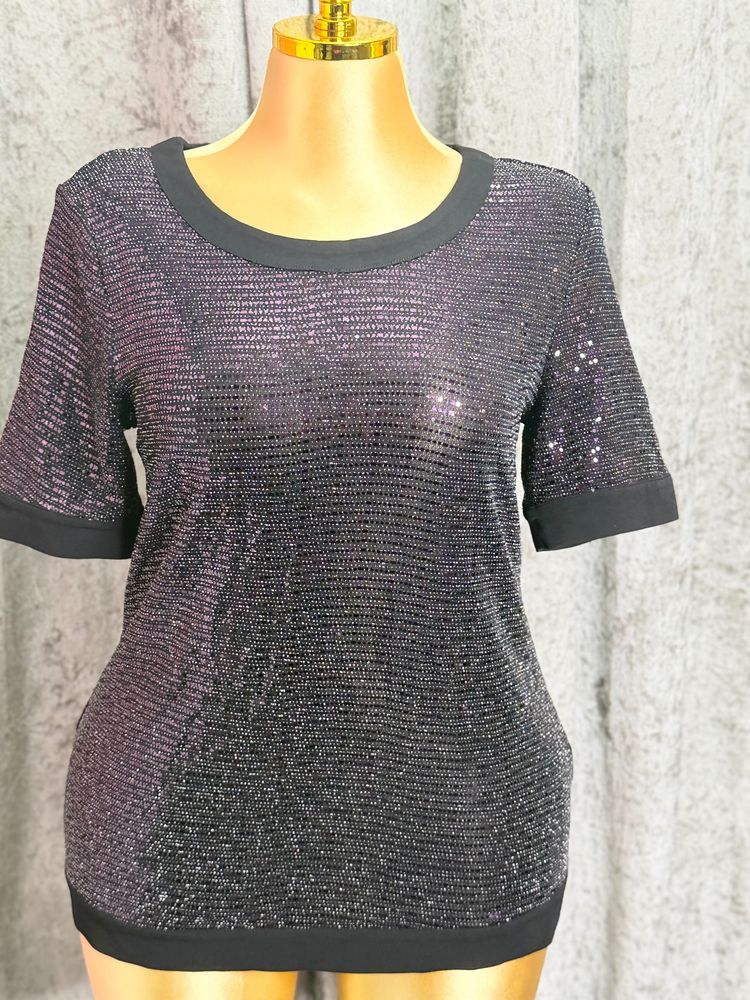 Scott Scott Langford Black Sequin Short Sleeve Top product image
