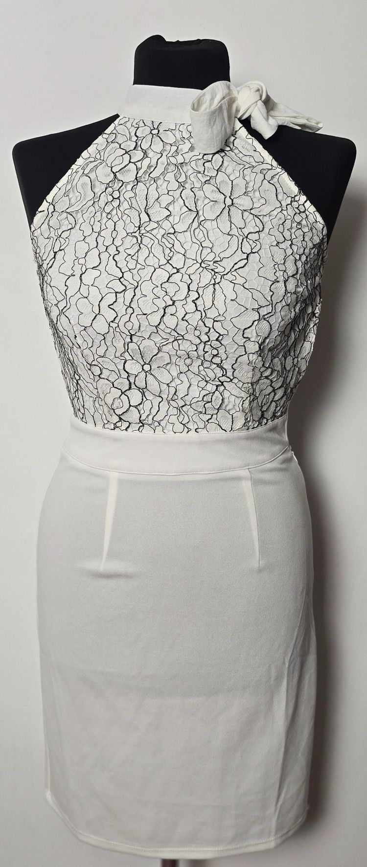 Anna Field White And Black Halter Neck Dress