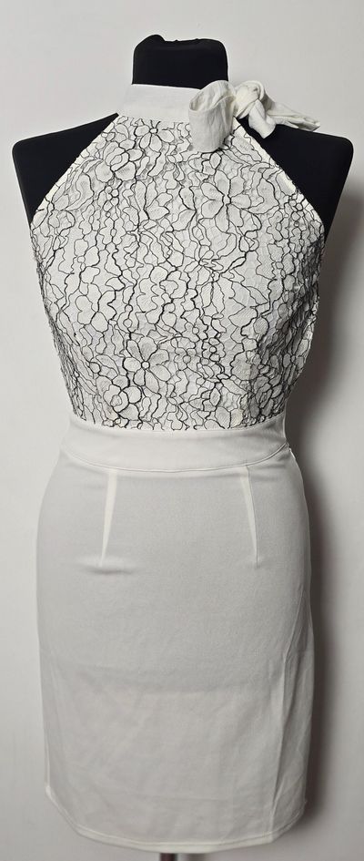 Anna Field White And Black Halter Neck Dress