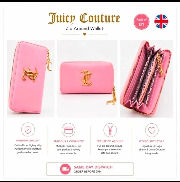 Juicy Couture Pink Zip Around Wallet