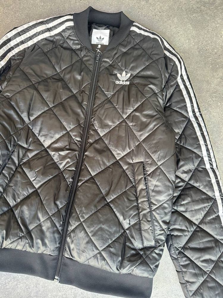 Adidas Quilted Bomber Jacket Logo Ricamato Donna (M) image 2