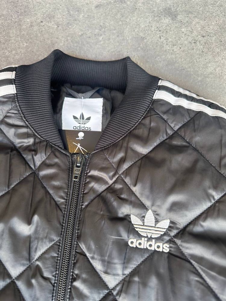 Adidas Quilted Bomber Jacket Logo Ricamato Donna (M) image 3