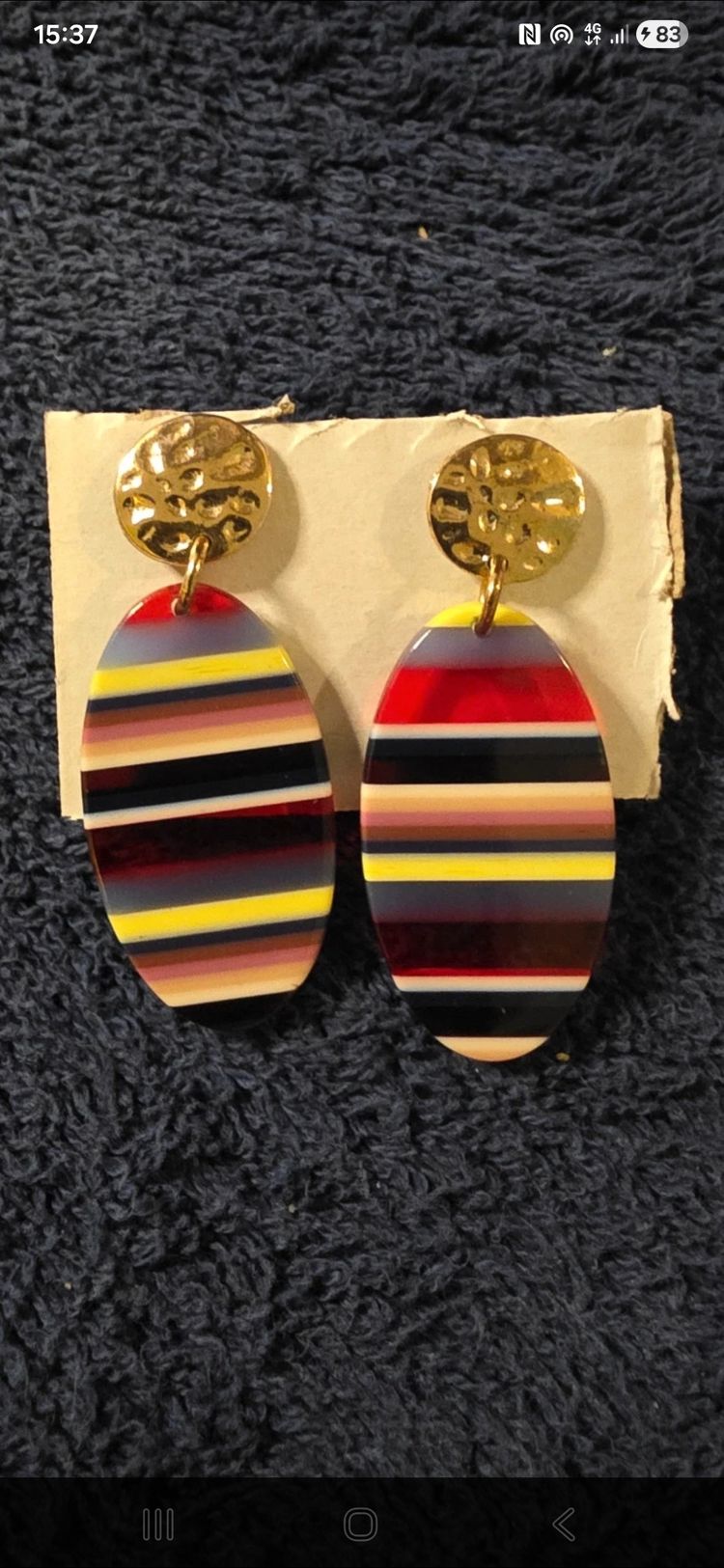 Striped Oval Drop Earrings £2